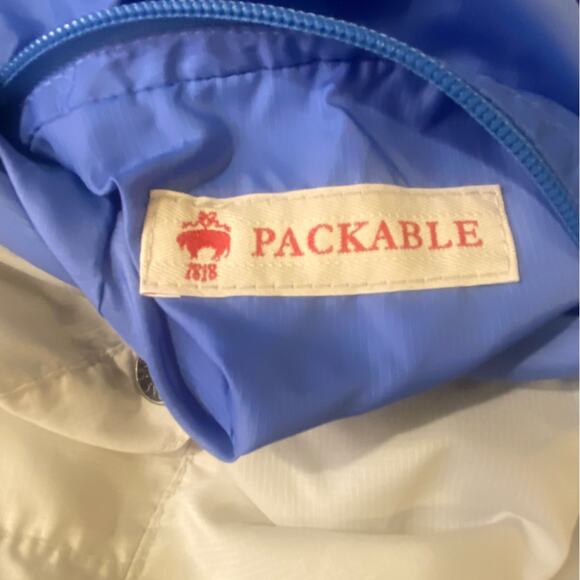 Brooks Brothers Size Large Blue Pullover Hooded Packable Windbreaker Jacket - Picture 5 of 8